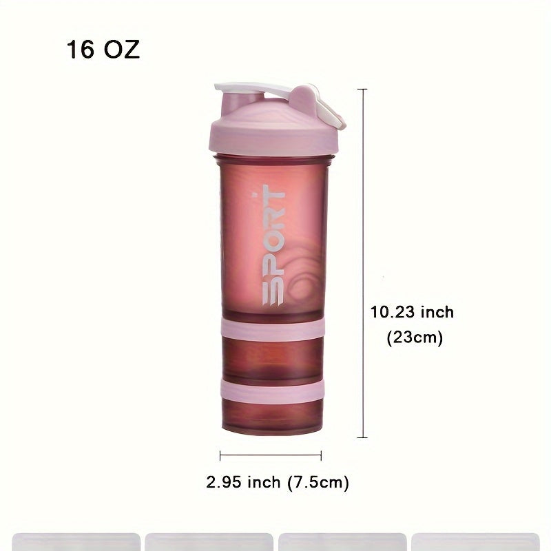 473ml Protein Shaker Bottle with 2 Compartment Boxes & Stirring Ball