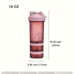 473ml Protein Shaker Bottle with 2 Compartment Boxes & Stirring Ball
