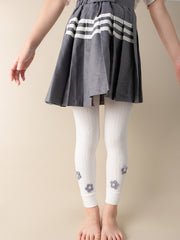 Girls High Stretch Soft Leggings Flowers Decor Pants Kids Clothes