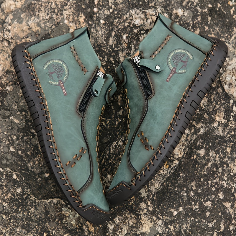 Men's Classic Stitching Ankle Boots Outdoor Zipper Shoes