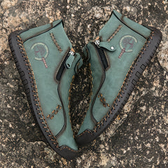 Men's Classic Stitching Ankle Boots Outdoor Zipper Shoes
