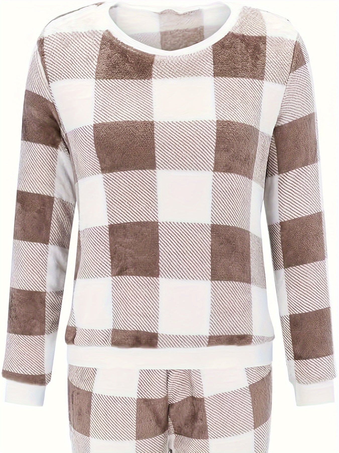 Plaid Print Long Sleeve Lounge Set