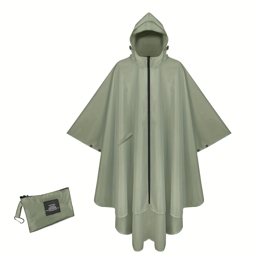 Waterproof Hooded Rain Poncho with Zipper Motorcycle Raincoat