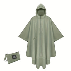 Waterproof Hooded Rain Poncho with Zipper Motorcycle Raincoat