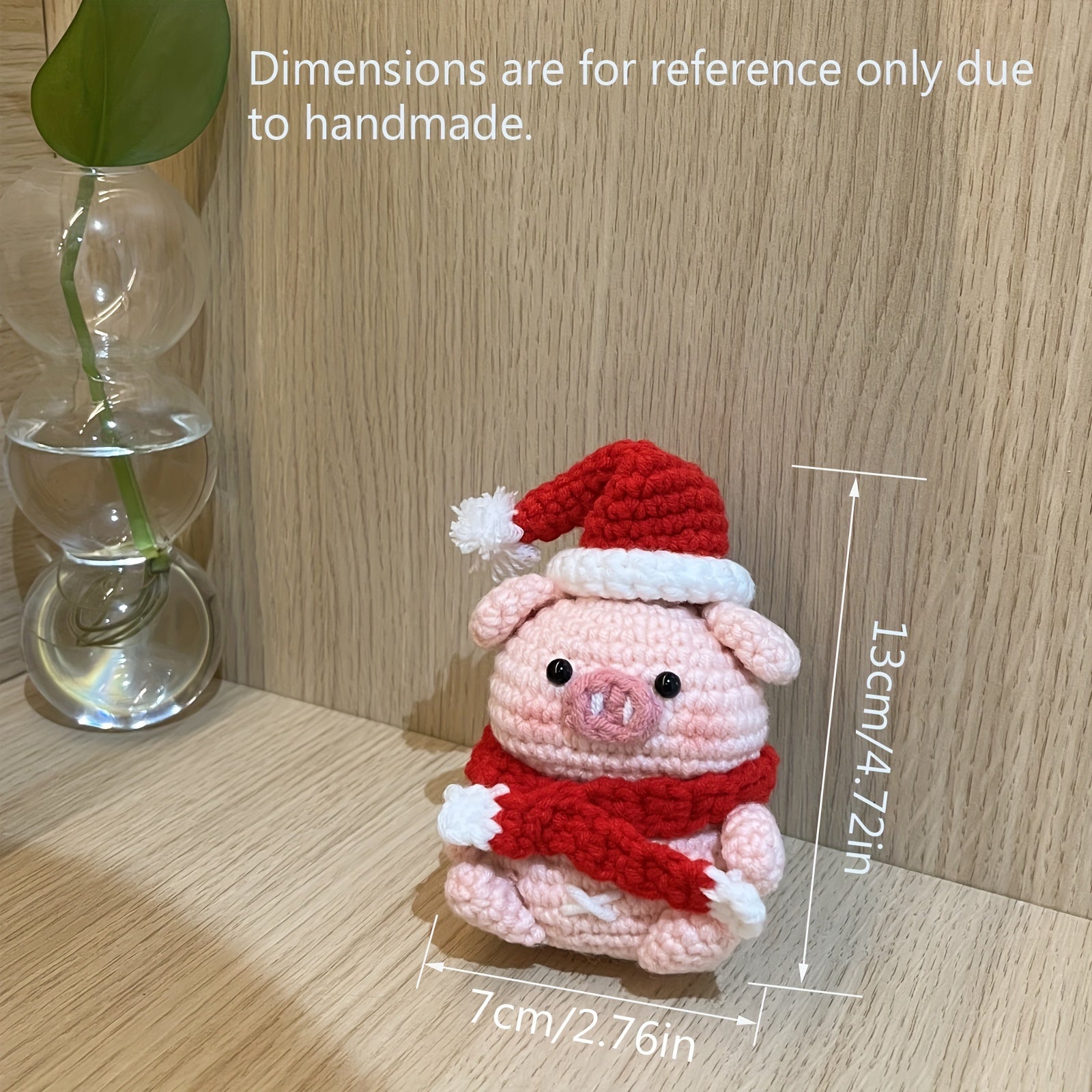 Christmas Piggy Crochet Kit with Videos & Supplies - Beginner Friendly
