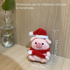 Christmas Piggy Crochet Kit with Videos & Supplies - Beginner Friendly
