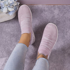 Women's Colorblock Flying Woven Slip-On Sneakers with Thick Bottom
