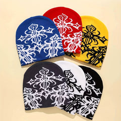 Anime Totem Jacquard Beanie Hip Hop Solid Knit Hat Unisex Elastic Lightweight