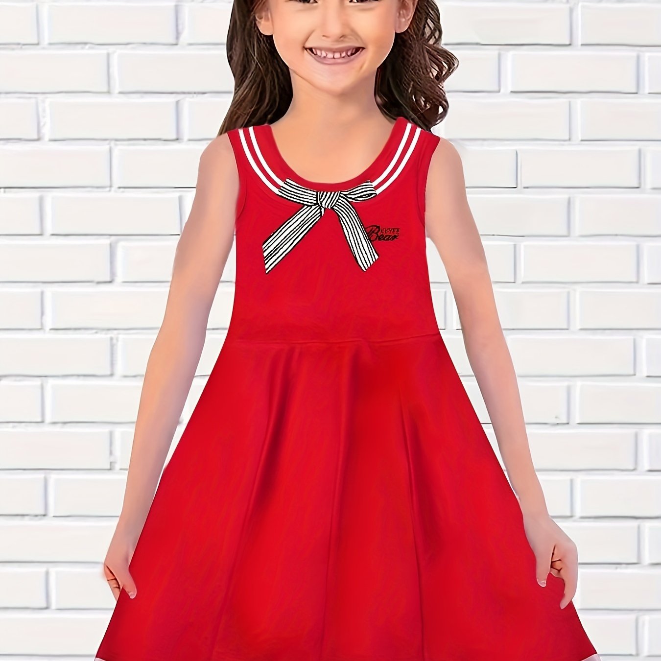 Girls Bow Sleeveless Dress Summer Gift