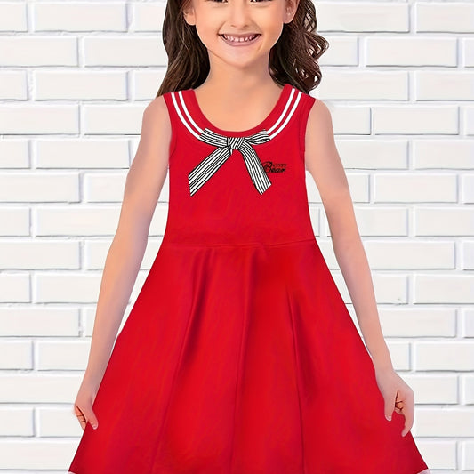 Girls Bow Sleeveless Dress Summer Gift