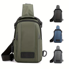 Men's Multifunctional Chest Bag USB Charging Waterproof Travel Shoulder Bag