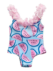 Watermelon Graphic Bow One Piece Swimsuit for Toddler Girls