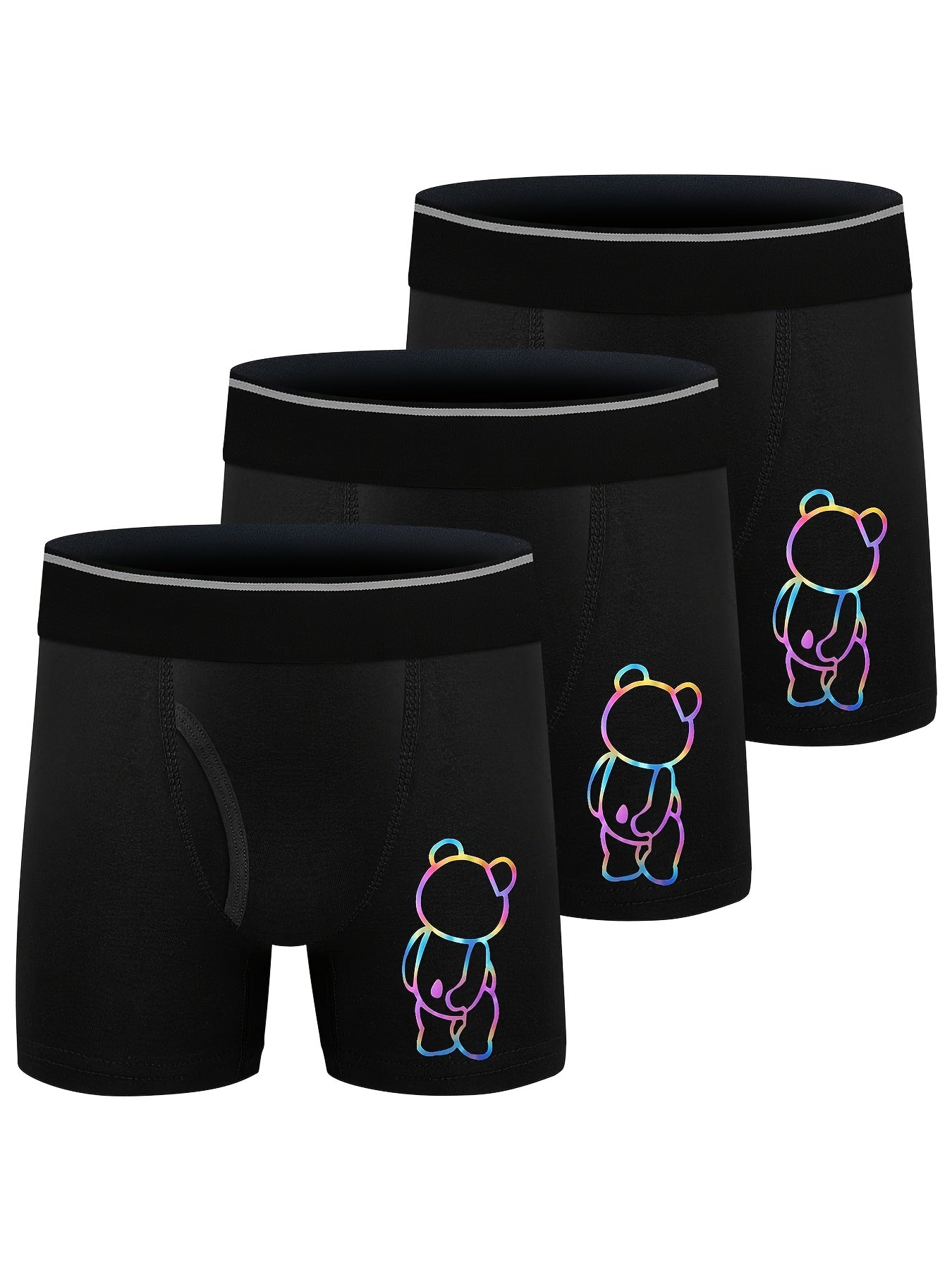 3pcs Boys Teen Bear Print Cotton Boxer Briefs Underwear