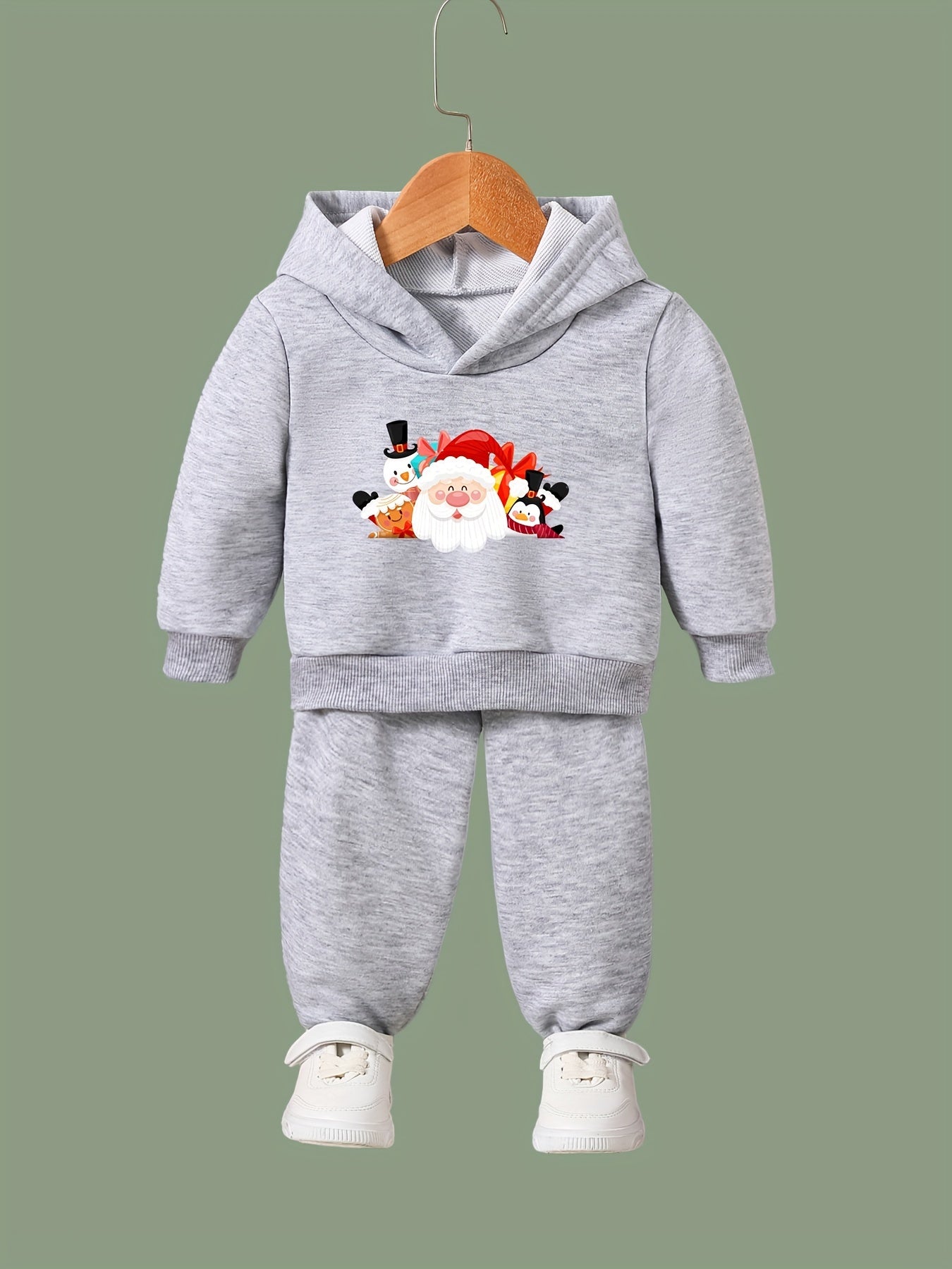 Girls 2pc Santa Claus Hooded Sweatshirt & Sweatpants Set