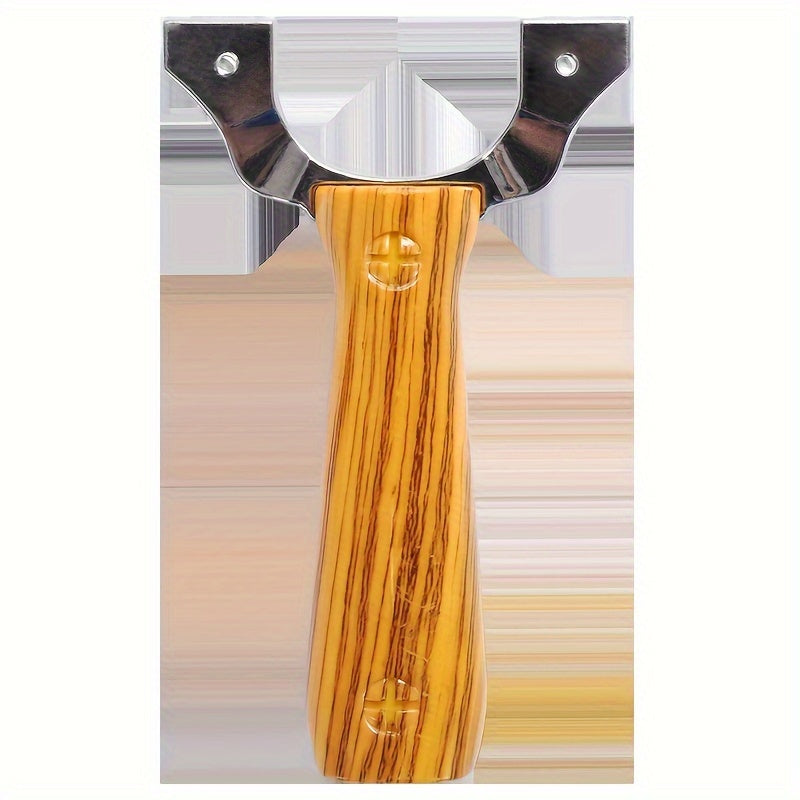Alloy Slingshot Toy with Wood Grain Handle for Outdoor Play