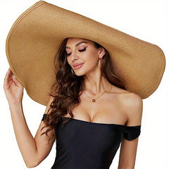 Oversized Coffee Floppy Sun Hat Large Brim Straw Hat