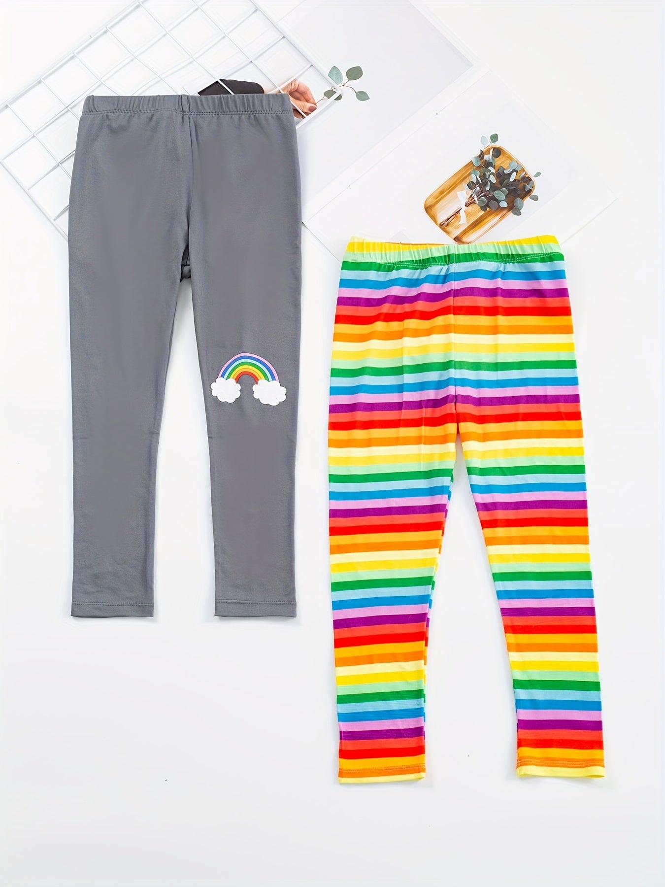 2pcs Toddler Girls' Ankle Pants Elastic Stretchy Leggings