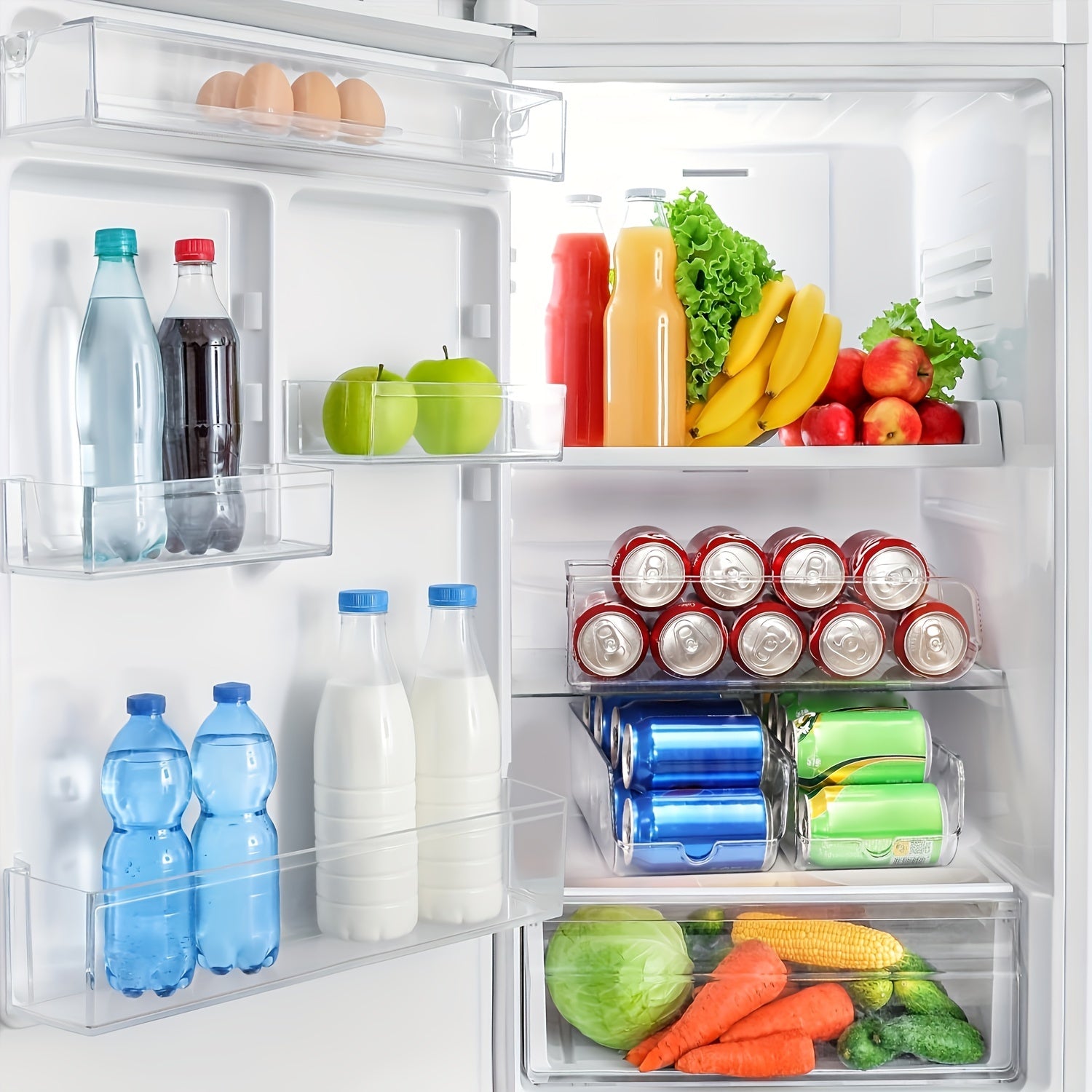 4pcs Can Organizer Refrigerator Bins Soda Can Dispenser Storage