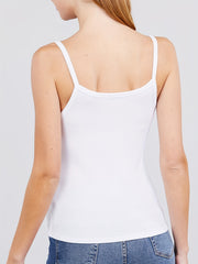 Solid Cami Sleep Tops Crew Neck Women's Sleepwear