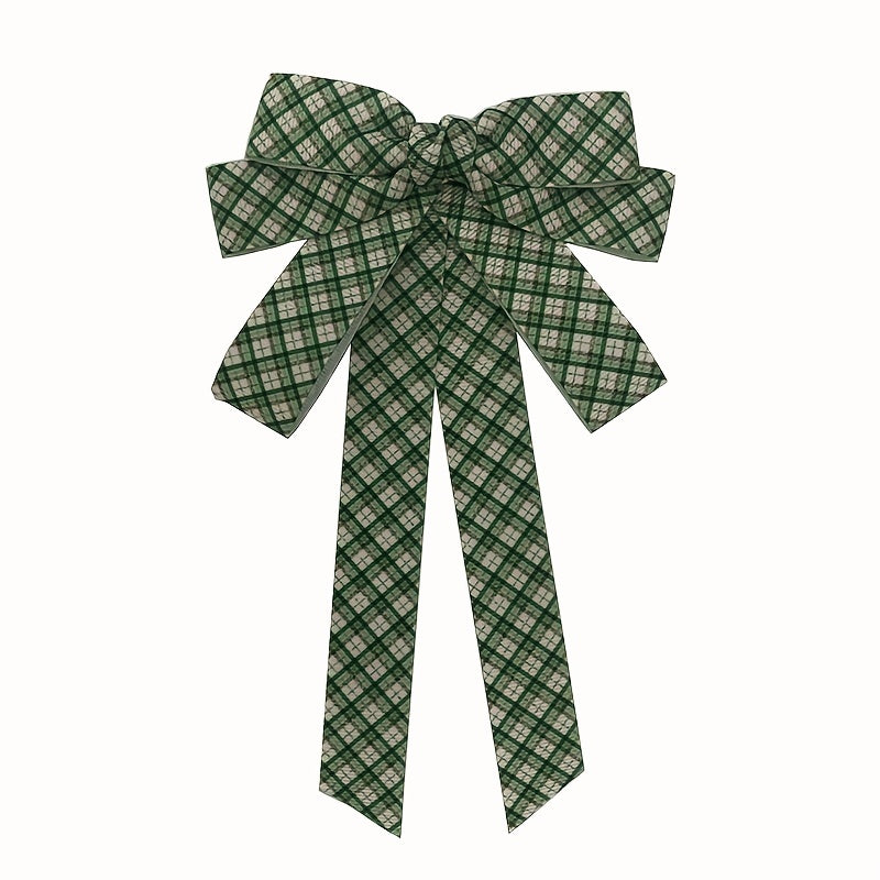 Green Plaid Bow Tie Three Layer Brooch Neck Ties