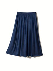 High Waist Pleated A Line Maxi Skirt Women's Clothing