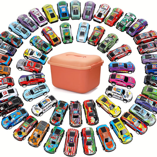50 Pcs Pull Back Toy Cars Mini Die Cast Race Cars Vehicles Bulk