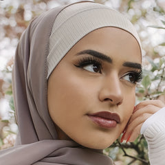 Striped Inner Cap Scarf Solid Underscarf Turban Cap Casual Hijab
