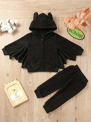 Toddler Boy's Halloween Style 2pcs Zip Up Hoodie & Sweatpants Set