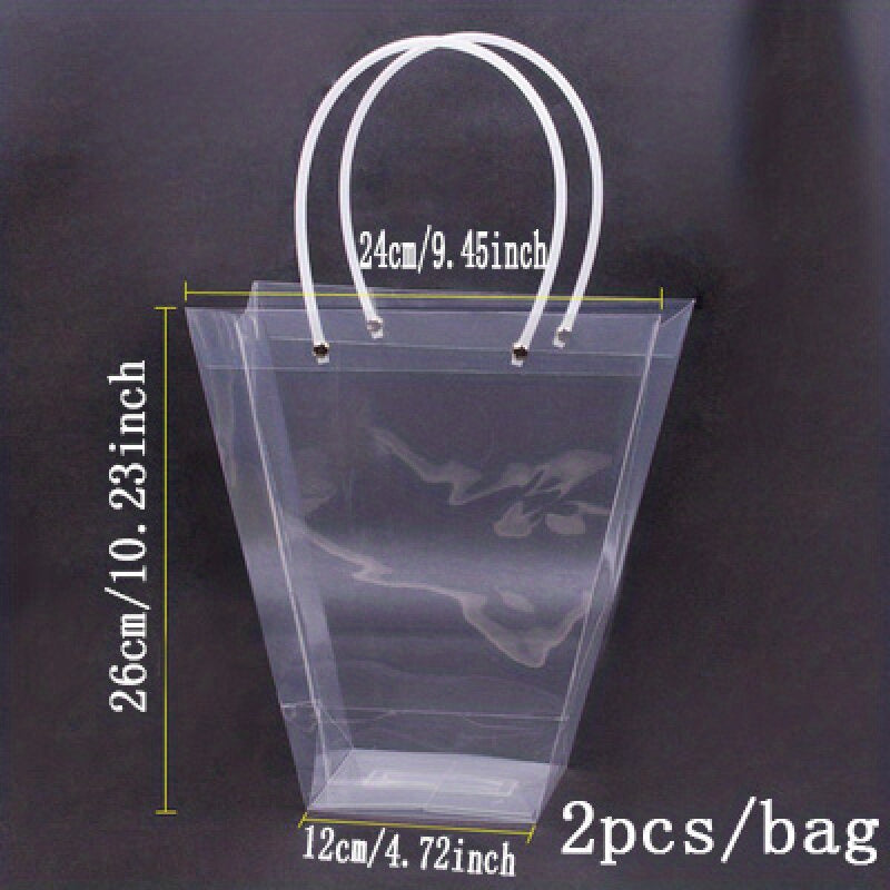 2pcs Transparent Trapezoidal Flower Net Red Handbag Bouquet Plastic Handbag