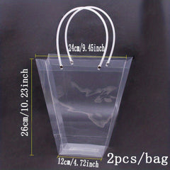2pcs Transparent Trapezoidal Flower Net Red Handbag Bouquet Plastic Handbag