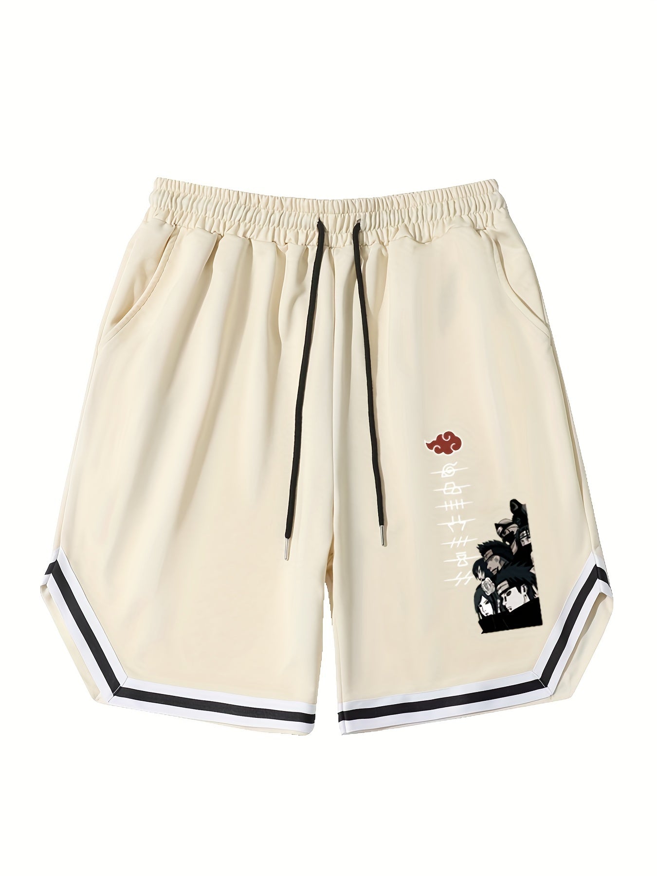 Men's Anime Graphic Drawstring Streetwear Shorts for Workout Fitness