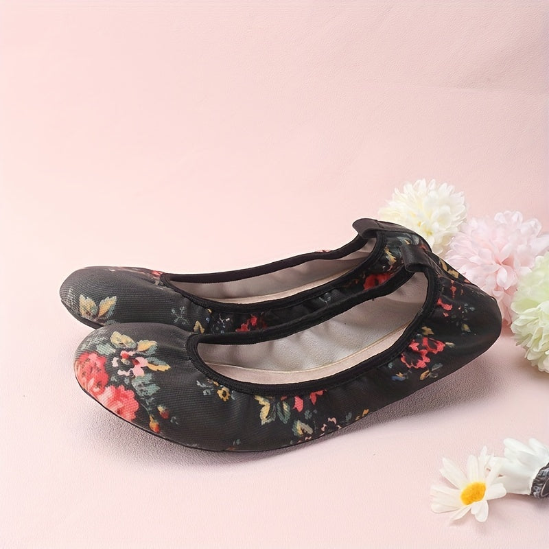 Women's Floral Print Ballet Shoes Soft Sole Dancing Shoes