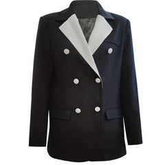 Solid Double Breasted Blazer Long Sleeve Outerwear Women's Clothing