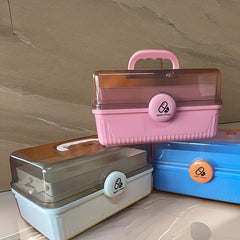Portable 3-Layer Plastic Storage Box for First Aid & Medicine