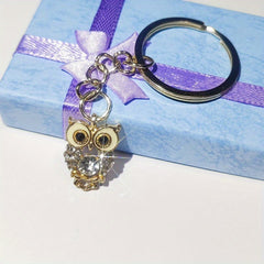 Rhinestone Owl Keychain Bag Charm Customizable Gift