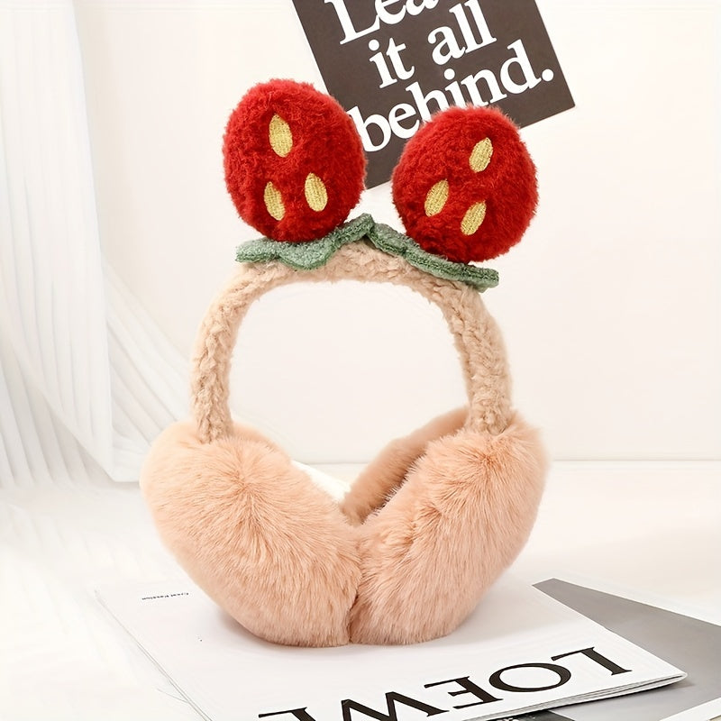Strawberry Plush Winter Earmuffs Anti Freeze Soft Furry Earmuffs