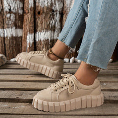 Women's Stylish Platform Sneakers Lace Up Outdoor Shoes