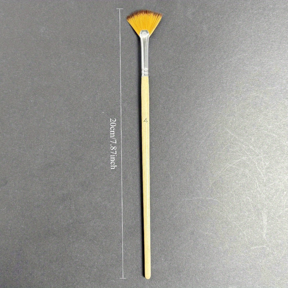 Wood Handle Art Painting Brush Dual Ended Flat & Angled Tips Watercolor Goua