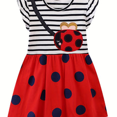 Toddler Girls Ladybug Embroidery Ruffle Dress