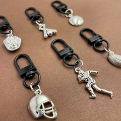 3pcs Antique Football & Baseball Keychains - Metal Keyrings for Wallets, Bags