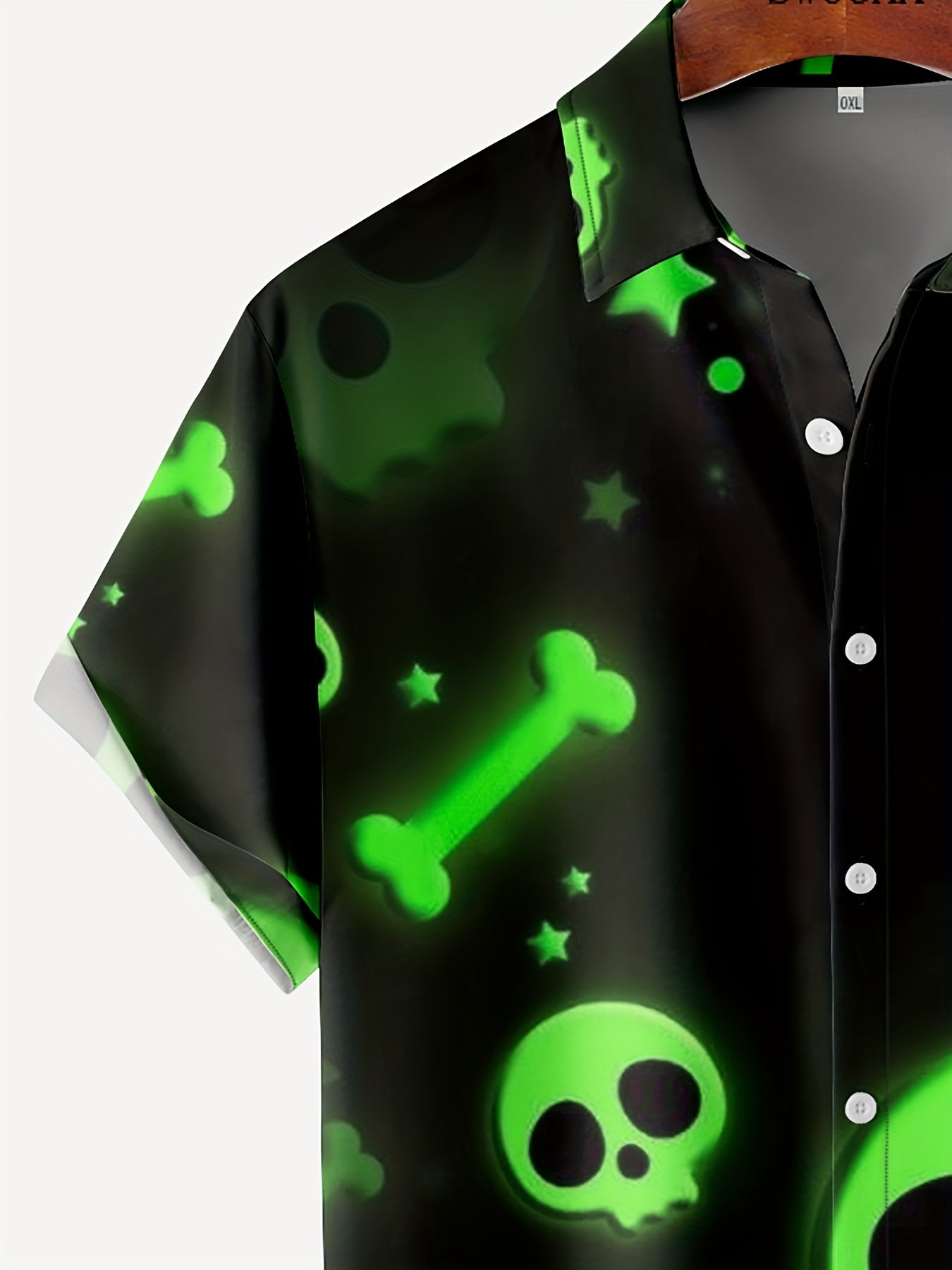 Men's Skull Pattern Short Sleeve Shirt for Outdoor Halloween Costume