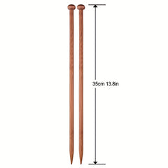 36pcs Bamboo Knitting Stick Needle Set 2mm 10mm Straight Needle with Plug