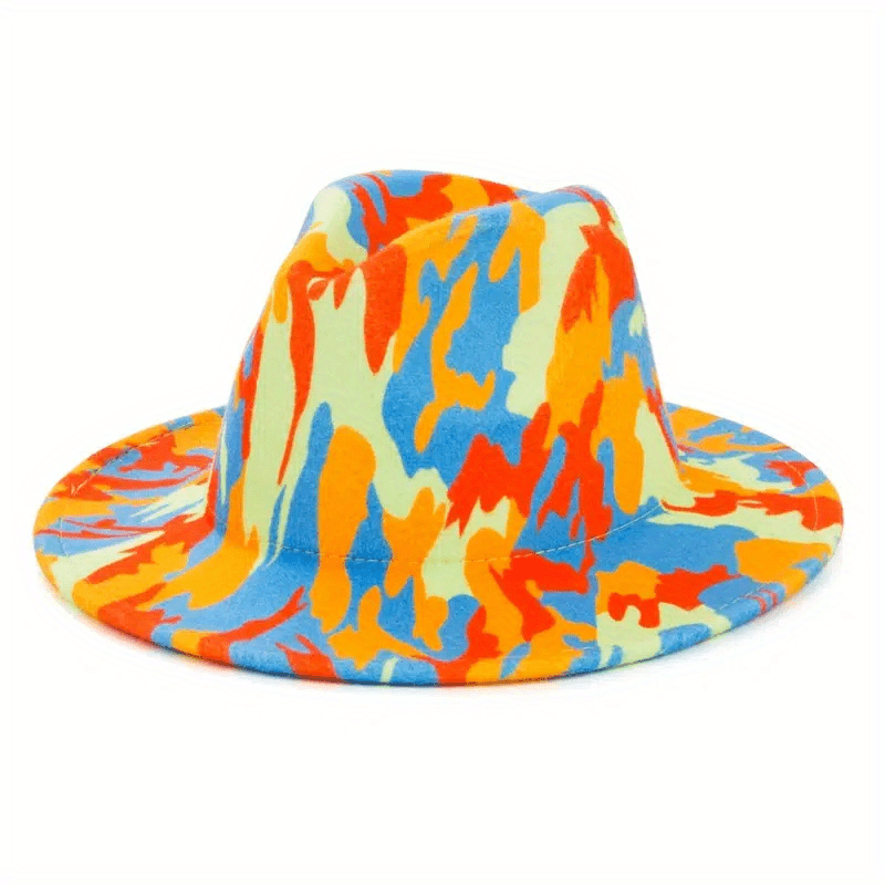 Hip Hop Graffiti Jazz Fedora Cap Colorful Print Sun Hat