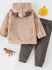 2pc Toddler Boy Bear Hooded Sweater & Pants Set