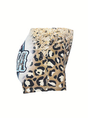Leopard MAMA Print Skinny Shorts Casual Shorts