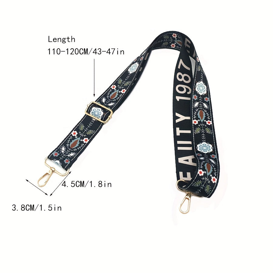 Vintage Pattern Wide Bag Strap Ethnic Replacement Shoulder Bag DIY Adjustable