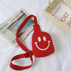 Happy Face Pattern Crossbody Bag Girls Large Capacity Chest Bag