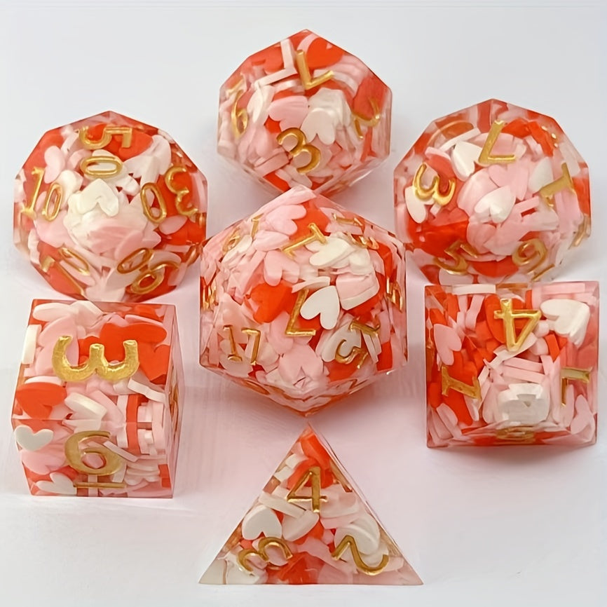 7pcs Resin Sided Dice Board Game Set, Sharp Resin Playing Game Dice