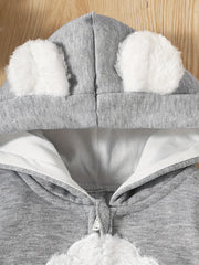 Infant Cloud Print Jumpsuit w/ Bear Ears Hood & Pocket - Newborn Baby Gift