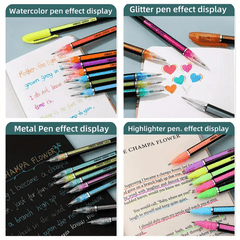 24 Metallic Glitter & Watercolor Pens for Crafts & Painting